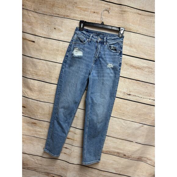 American Eagle Womens Mom Jeans Size 0 Regular Medium Wash Denim Straight - Picture 10 of 16